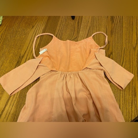 Molly Green Vintage Style Peach Button Down Strappy Cottage Dress with Bow Back - Picture 9 of 16